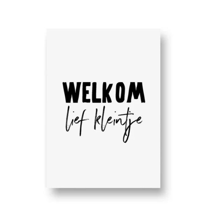 Lots of Lo, A6 ansichtkaart, serie Zwartwitjes ` Welkom lief kleintje`