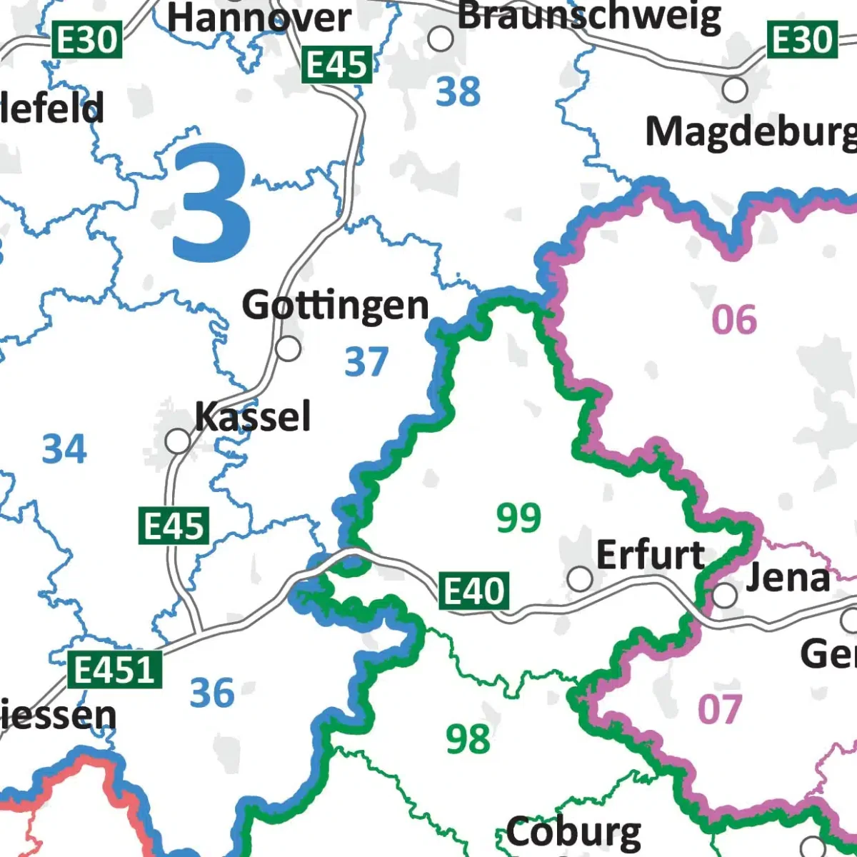 2-Cijferige postcodekaart Duitsland - Afbeelding 3