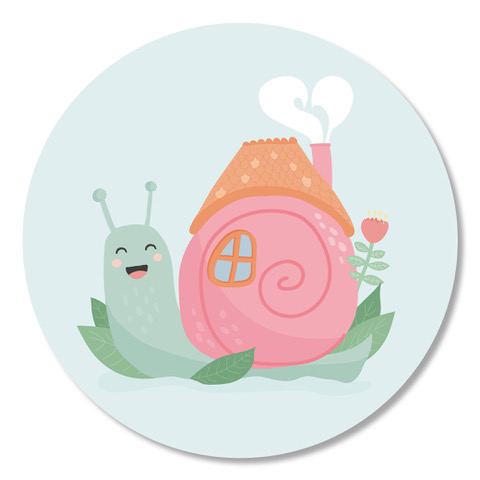 *Tante kaartje , sticker 50 mm Slakje roze oranje mint, per 10 stuks - Afbeelding 3